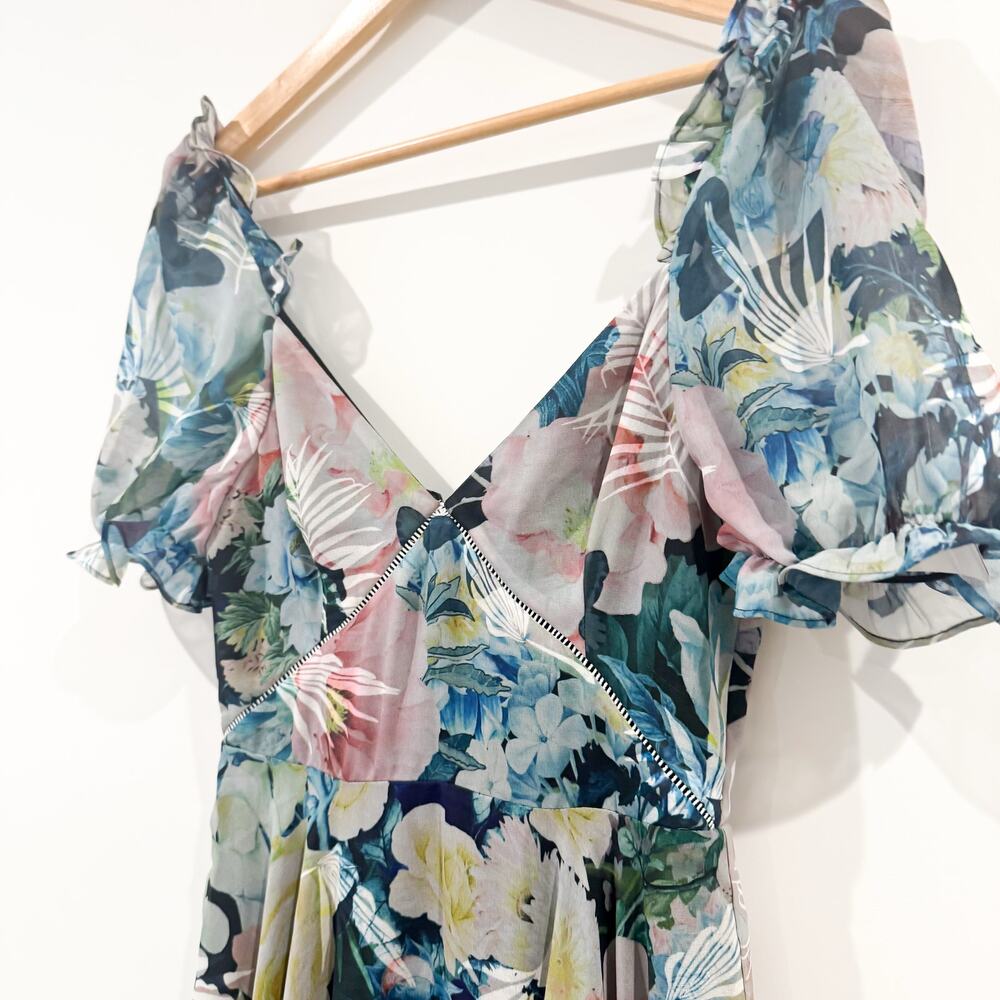 SAU LEE Georgia Floral Ruffle Midi Dress – NWT – Size 0 - Picture 4 of 8